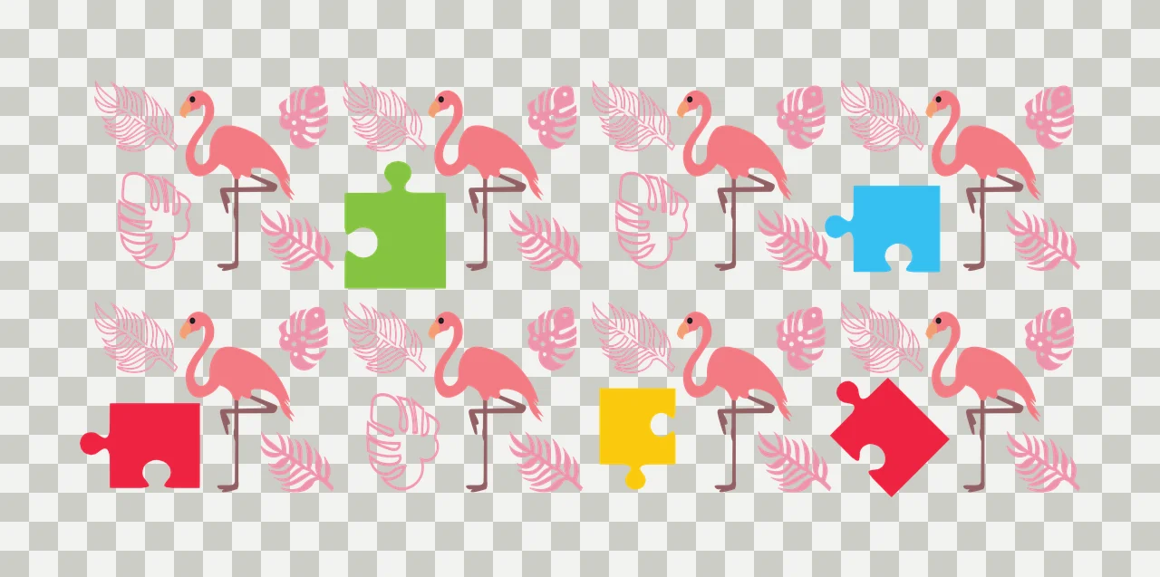 Can Glass Wrap Flamingo Leaves And Puzzle Piece pattern repeat transparency and detail preview thumbnail