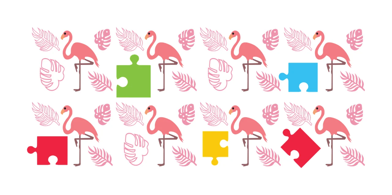 Can Glass Wrap Flamingo Leaves And Puzzle Piece pattern repeat