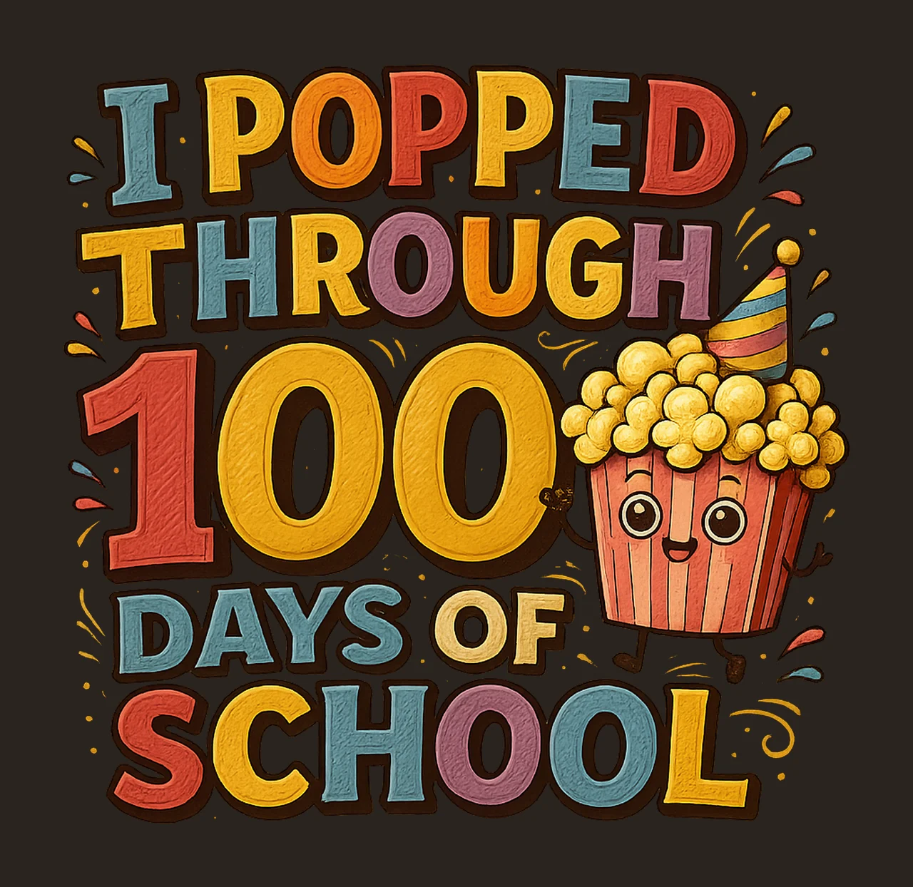 100 Days Still Poppin Teacher Appreciation Design Popcorn contrast preview thumbnail