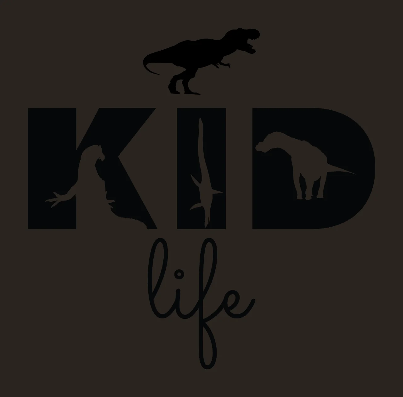 Kid Life Dinosaur Silhouette Typography dinosaurs black white contrast preview thumbnail