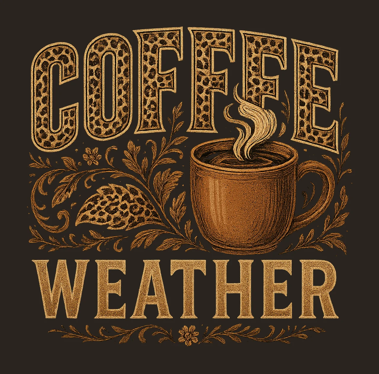 Leopard Print Coffee Fall Shirt Design Autumn Sublimation contrast preview thumbnail