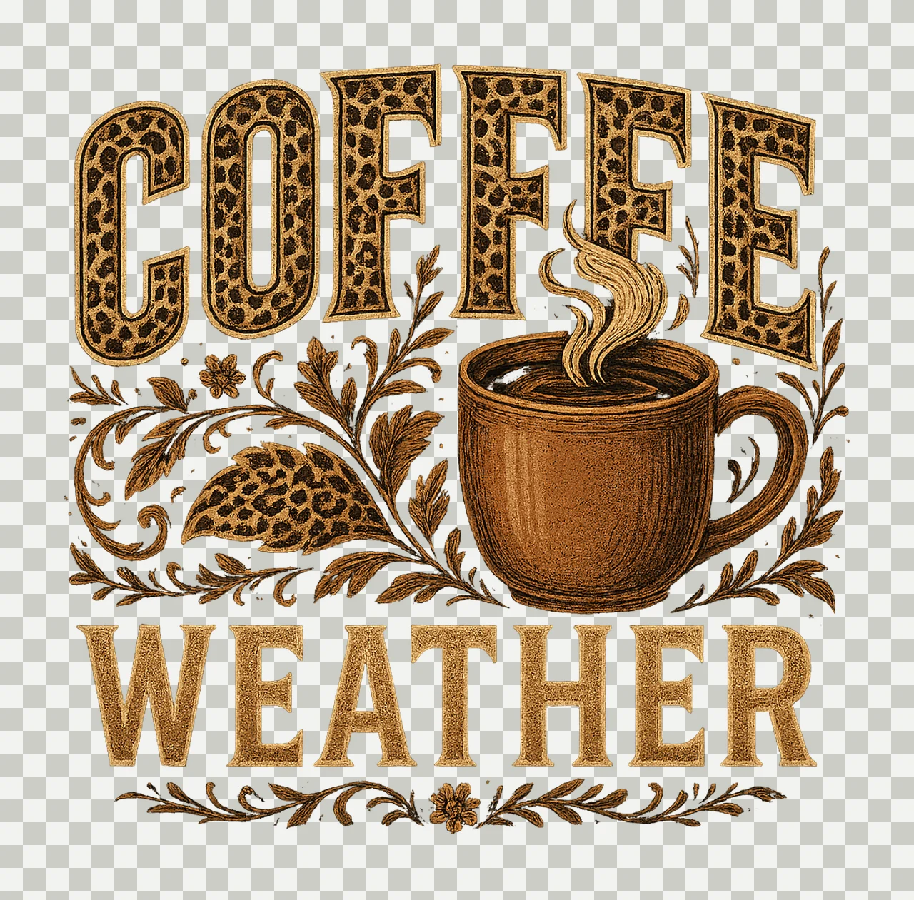 Leopard Print Coffee Fall Shirt Design Autumn Sublimation transparency and detail preview thumbnail