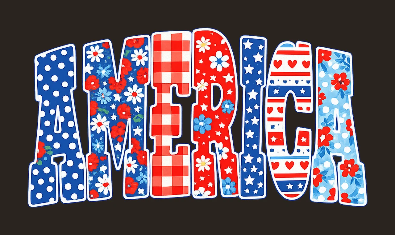 Retro 4th of July Floral Patriotic USA Design for Shirts contrast preview thumbnail