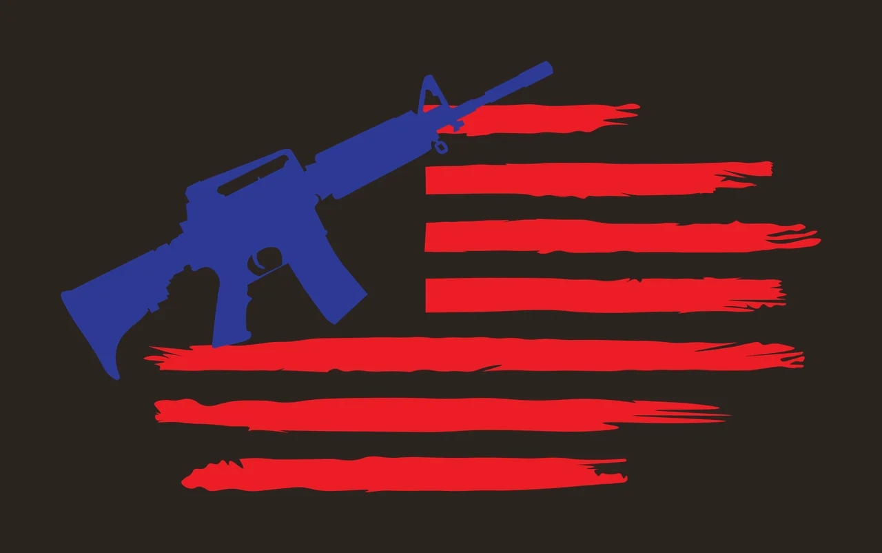 Flag Rifle Silhouette Design Element positioned over stripes contrast preview thumbnail