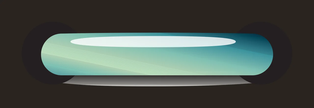 Glossy horizontal UI bar element Illustration with horizontal glass tube, black circular end rings, white glossy highlight and drop shadow in teal, cyan and light green contrast preview thumbnail