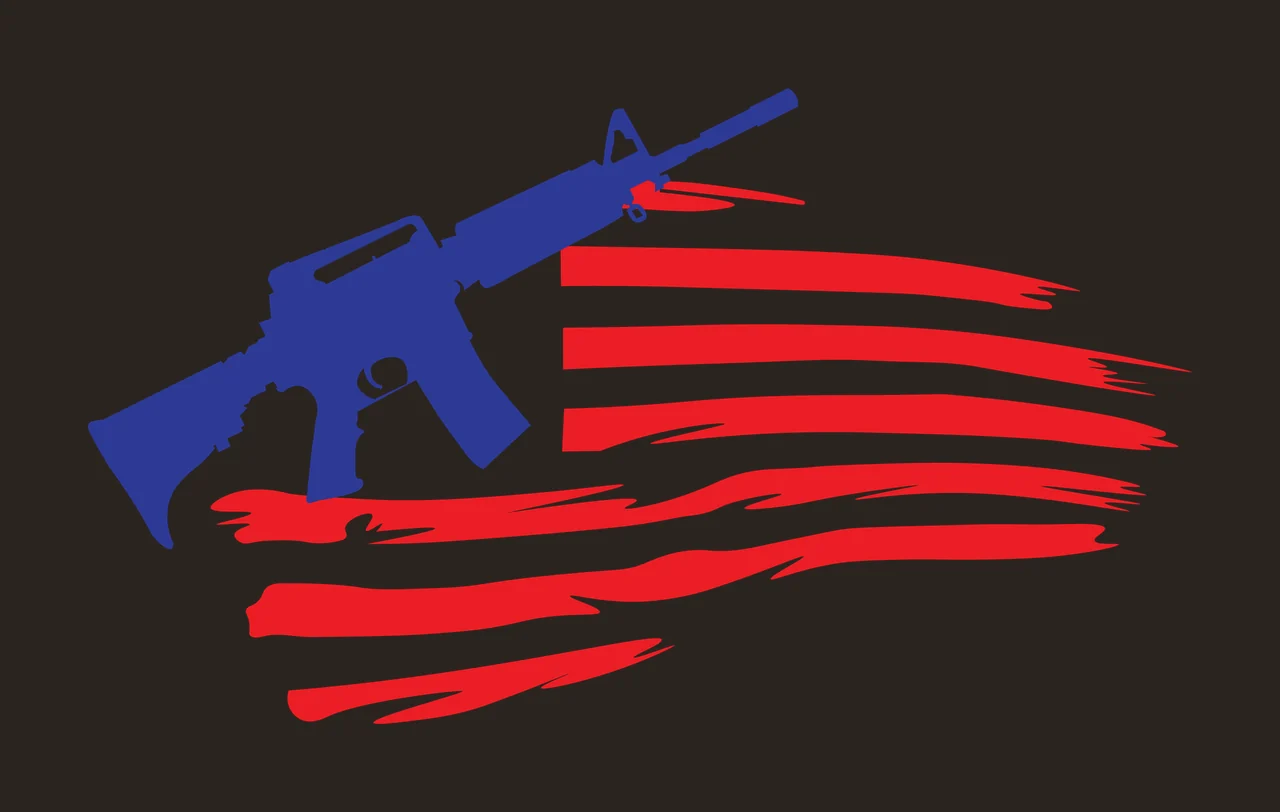 Flag Rifle Silhouette Positioned Over A Horizontal Painted posed contrast preview thumbnail