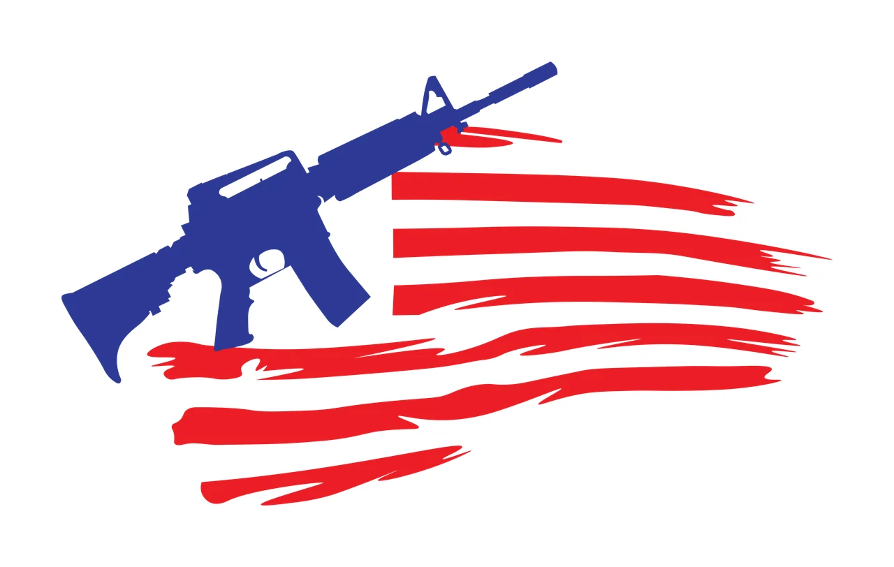 Flag Rifle Silhouette Positioned Over A Horizontal Painted posed