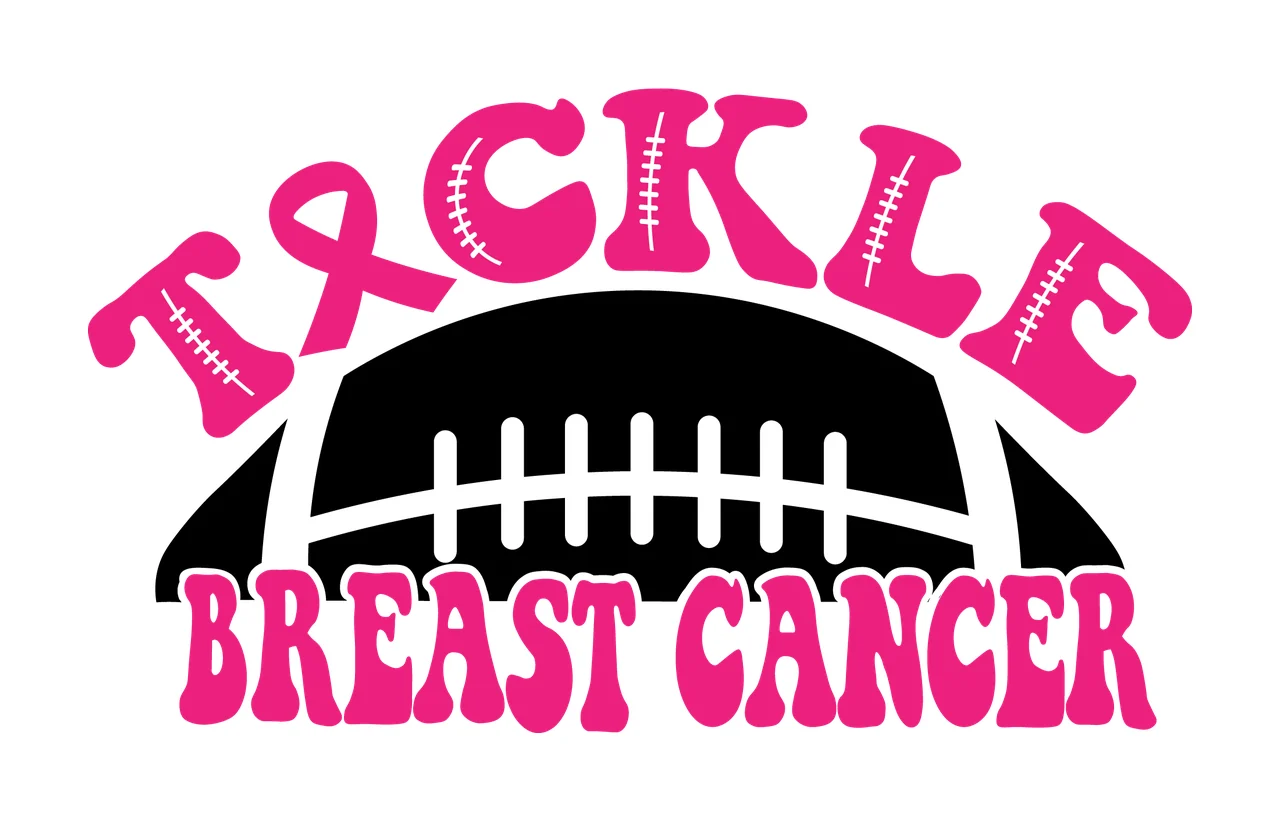 Tackle Breast Cancer Football Text ribbon silhouette black