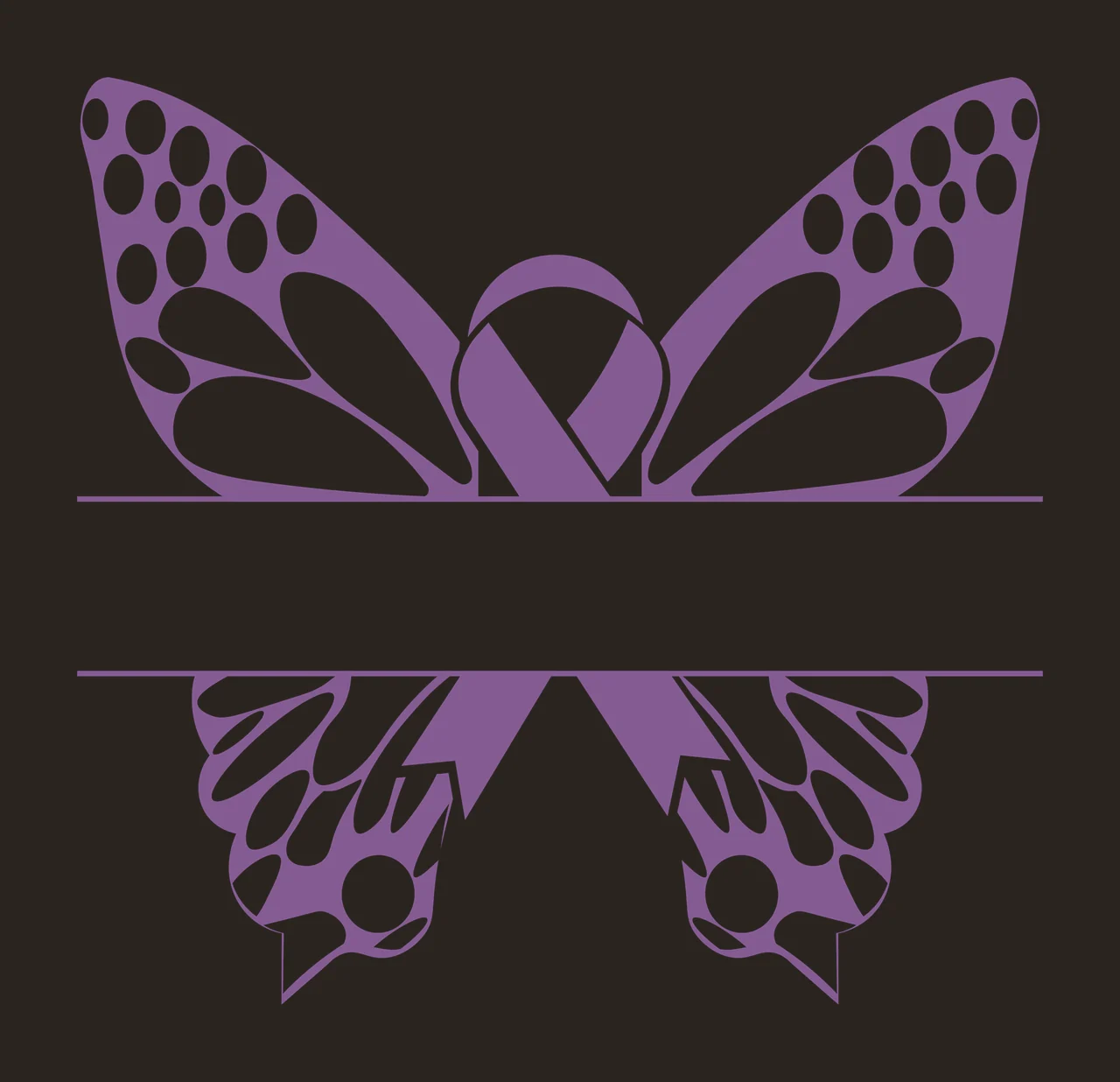 Awareness Butterfly Ribbon Split Design symbolizing wings horizontal contrast preview thumbnail