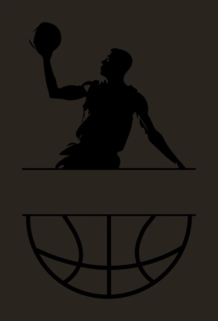 Ball Basketball Player Silhouette Over A Partial shooting line contrast preview thumbnail