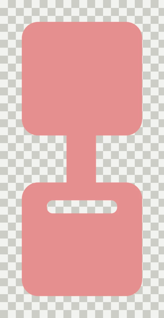 Abstract geometric icon Illustration with two rounded rectangles, vertical connecting bar and horizontal cutout in pink transparency and detail preview thumbnail