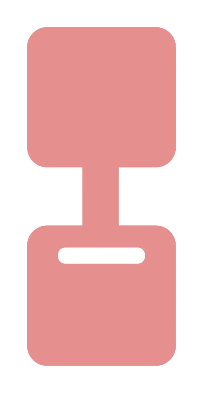 Abstract geometric icon Illustration with two rounded rectangles, vertical connecting bar and horizontal cutout in pink