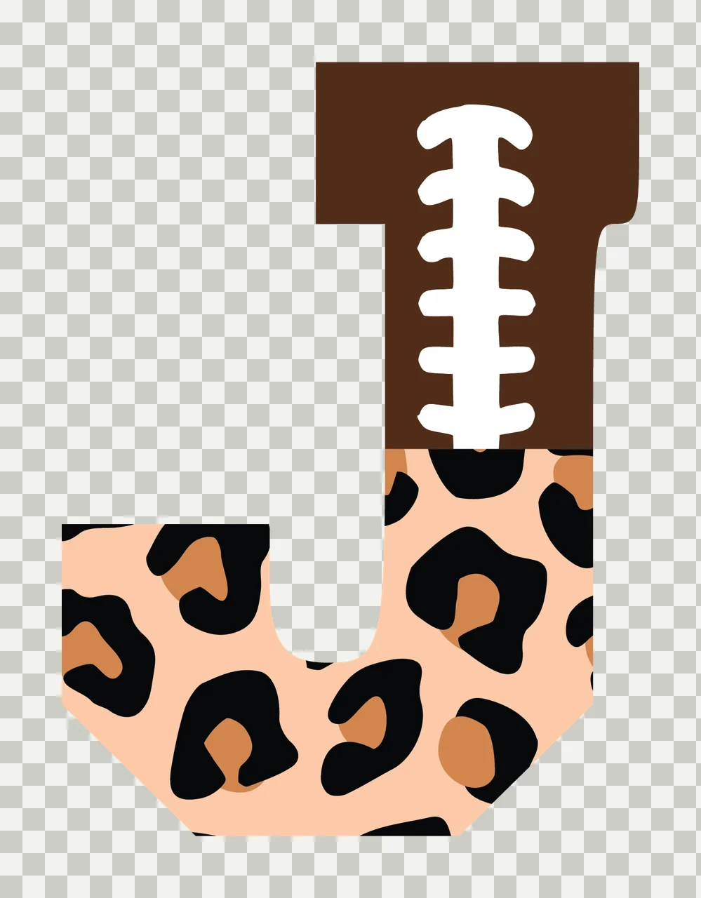 Football Font Half Leopard Character 34 american gridiron touchdown transparency and detail preview thumbnail