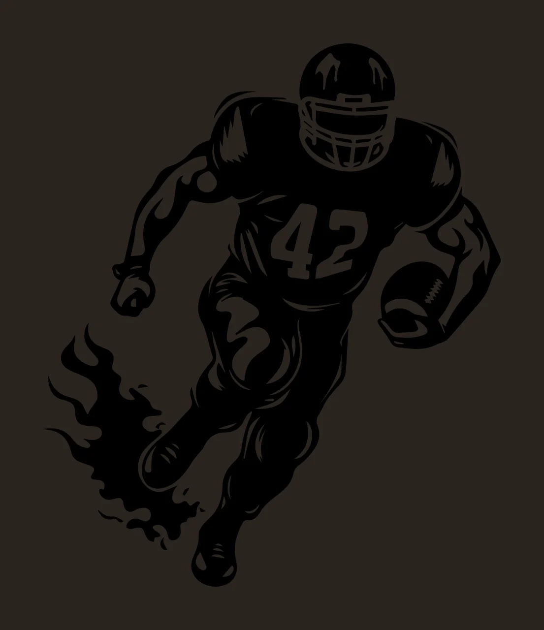 Football Player 42 Running With Flames helmet jersey stencil contrast preview thumbnail