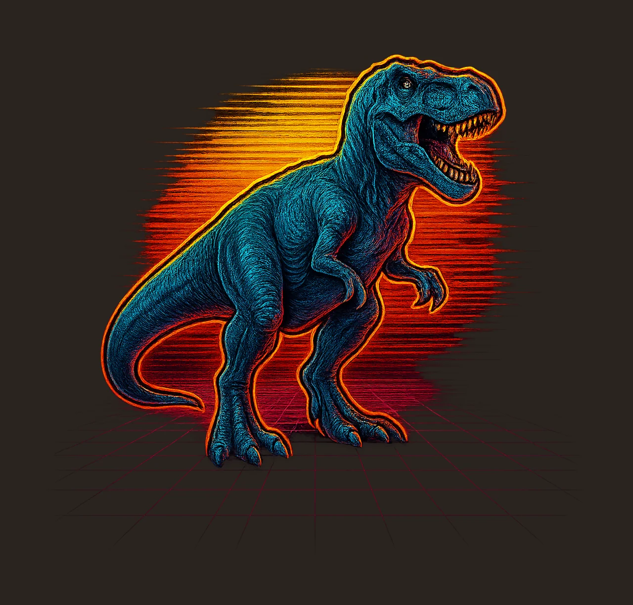3D Neon Rex Colorful Dinosaur Design Dinosaur Artwork Rex contrast preview thumbnail