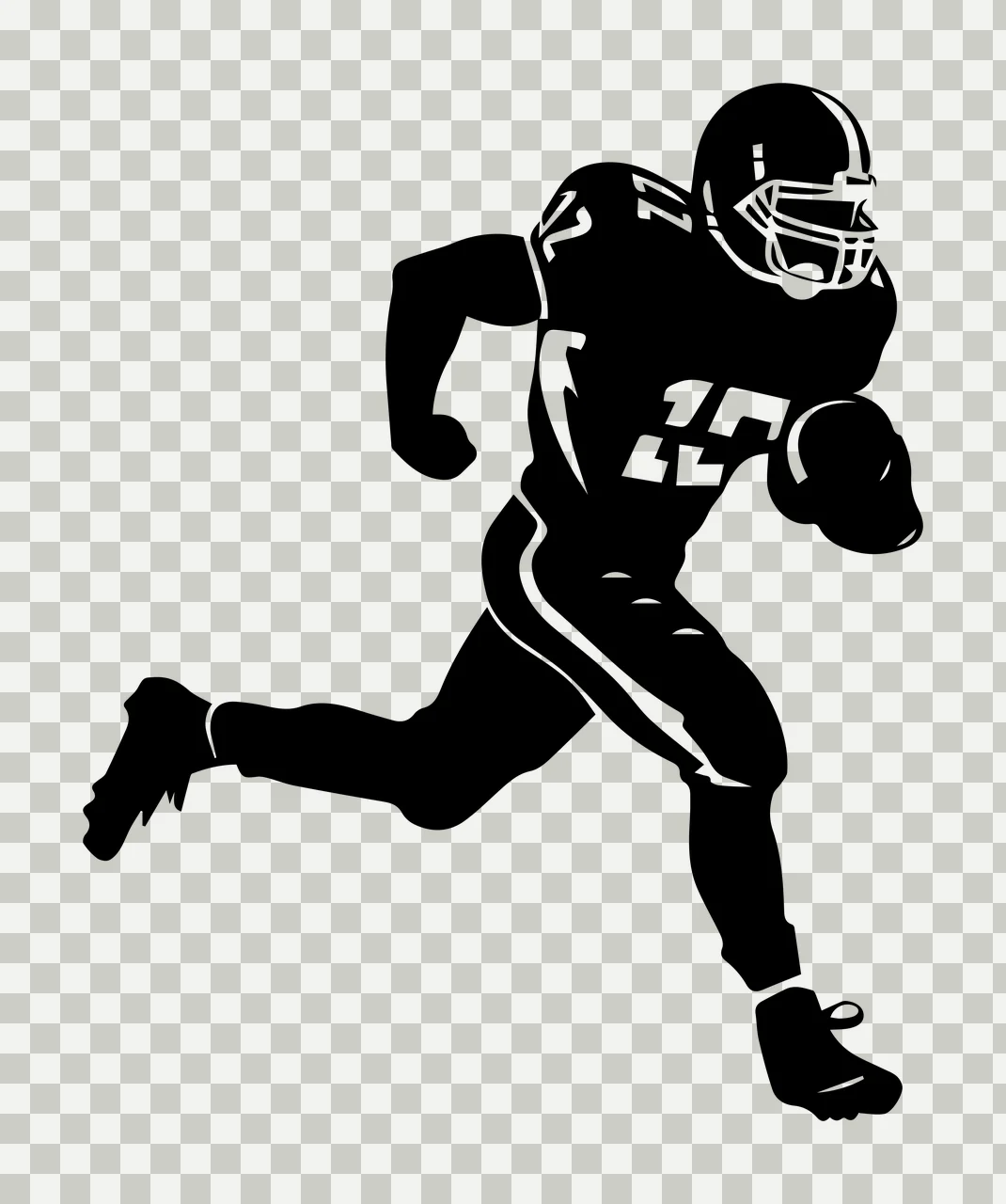Player Black Silhouette Of A Running Holding Ball helmet clean graphic transparency and detail preview thumbnail