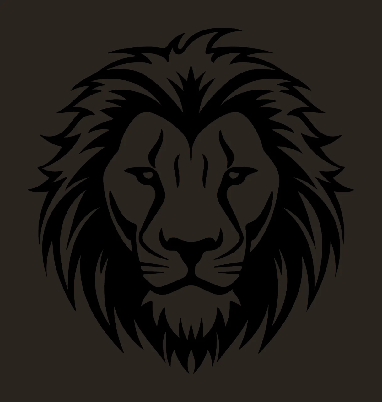 Lion Head Face Black Silhouette Front mane predator animal contrast preview thumbnail