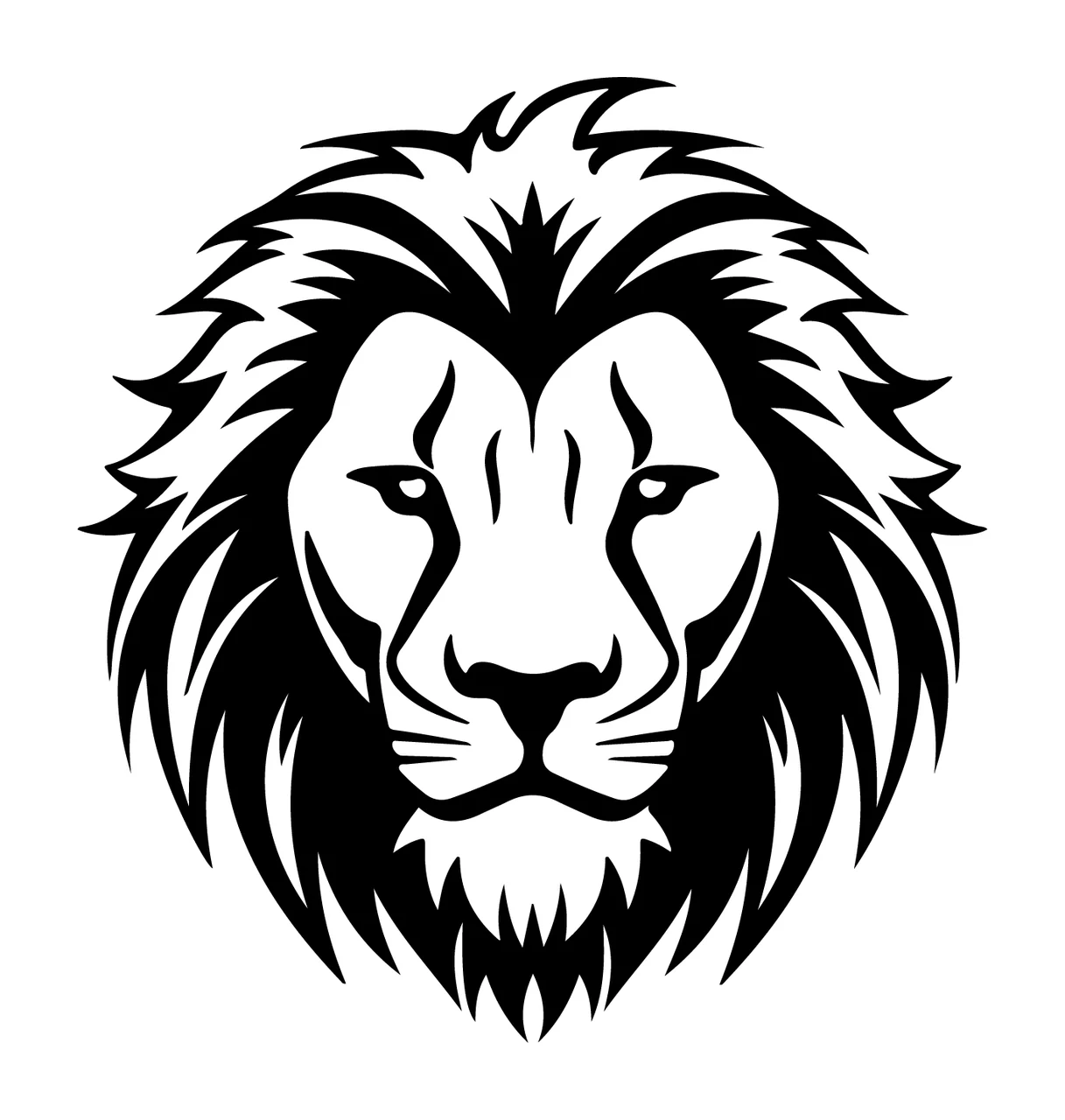 Lion Head Face Black Silhouette Front mane predator animal