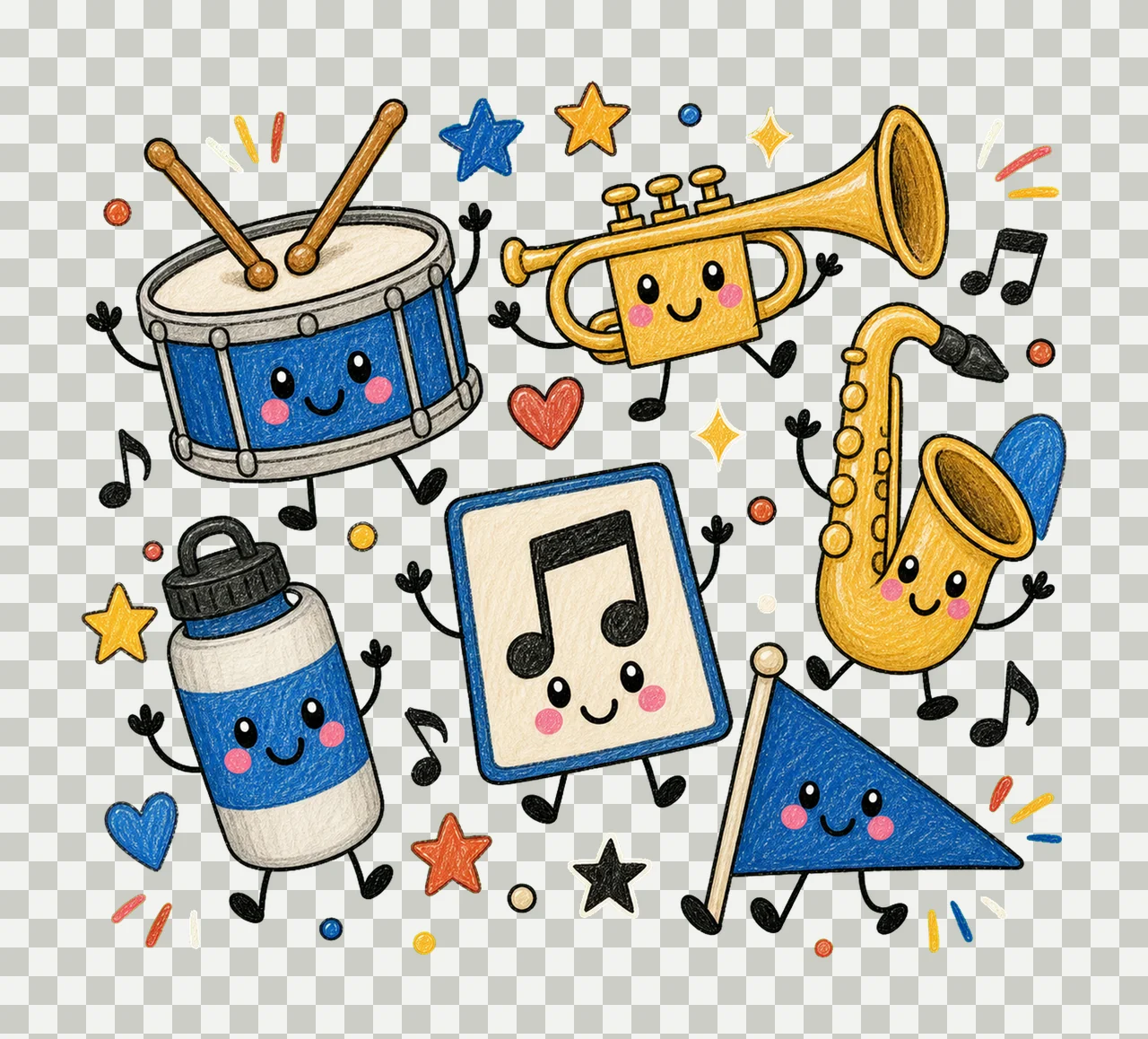 marching band game day 04 cozy crayon sublimation instant transparency and detail preview thumbnail