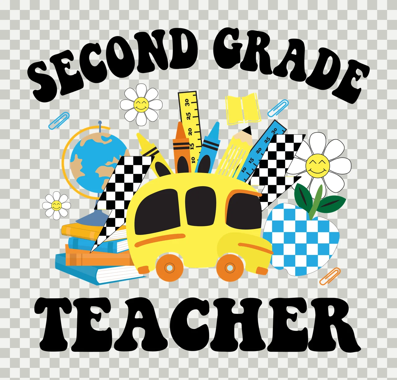 School Supply Silhouette supplies grouping globe books pencils transparency and detail preview thumbnail