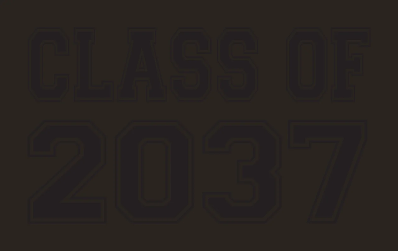 CLASS OF 2037 Typography Design with black text, white background, bold outlined letters and numbers 2037 contrast preview thumbnail