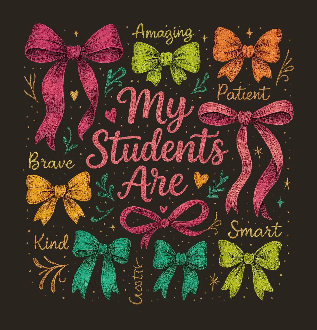 Teacher Coquette Bow My Students Are Back to School Design contrast preview thumbnail