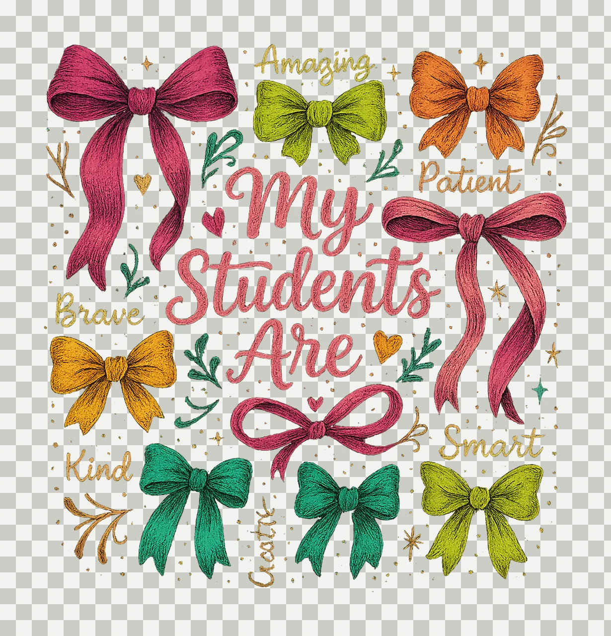 Teacher Coquette Bow My Students Are Back to School Design transparency and detail preview thumbnail