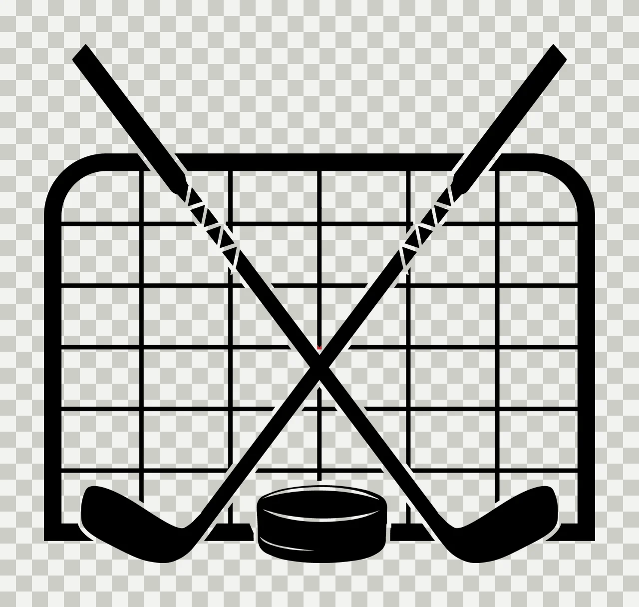 Hockey Ice Sticks Crossed With Net transparency and detail preview thumbnail