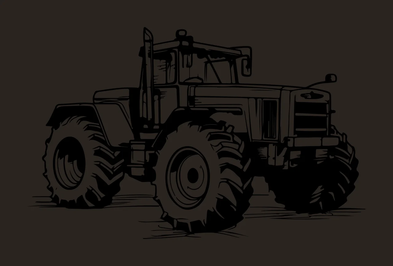 Industrial Tractor Silhouette Drawing stationary line black contrast preview thumbnail
