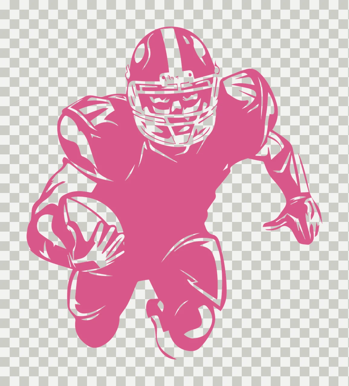 Football Player Running Graphic Illustration Helmet Jersey transparency and detail preview thumbnail