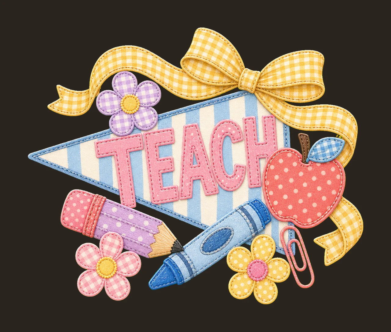Teacher Pennant Flag First Day of School Cute Variation D contrast preview thumbnail