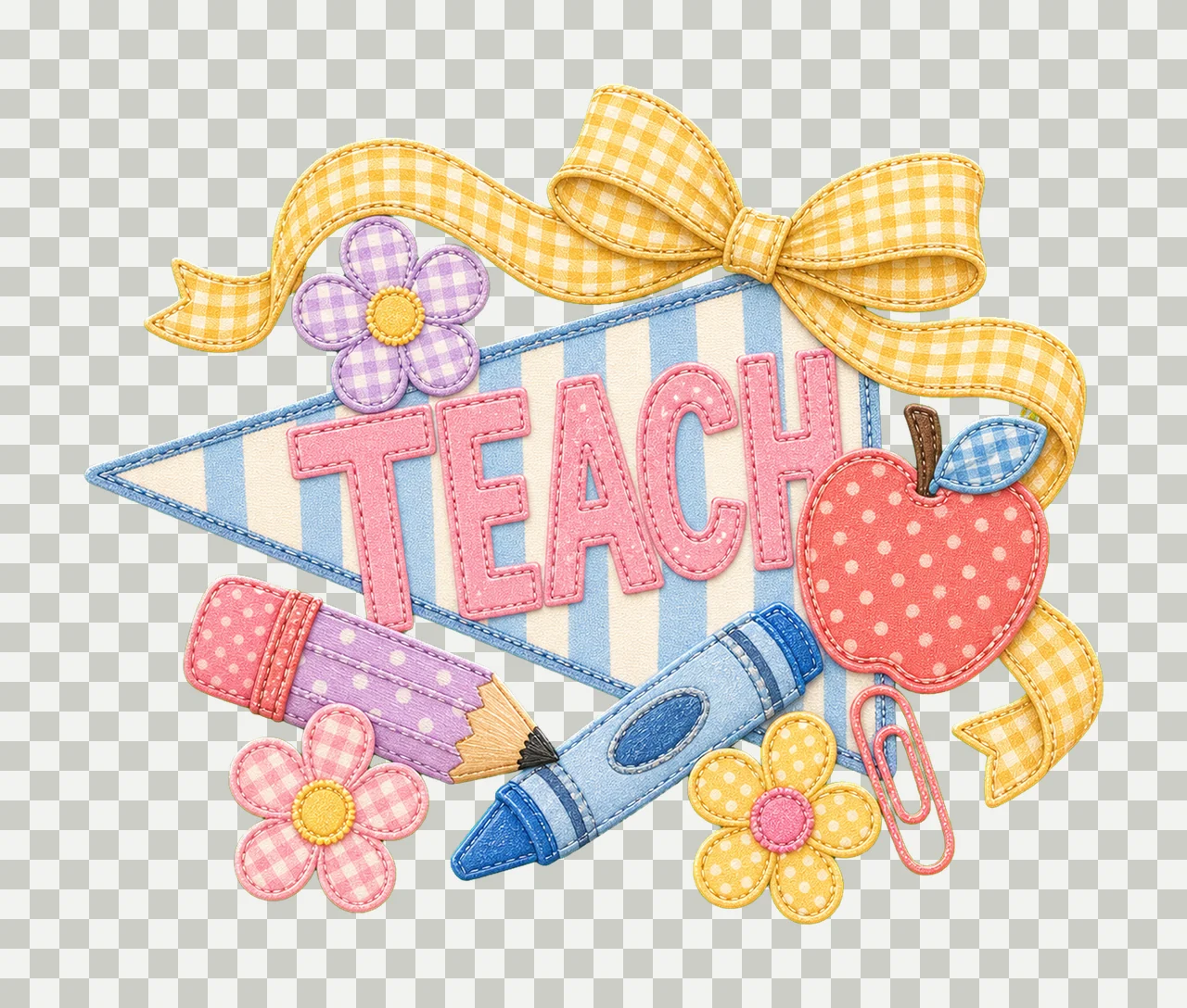 Teacher Pennant Flag First Day of School Cute Variation D transparency and detail preview thumbnail