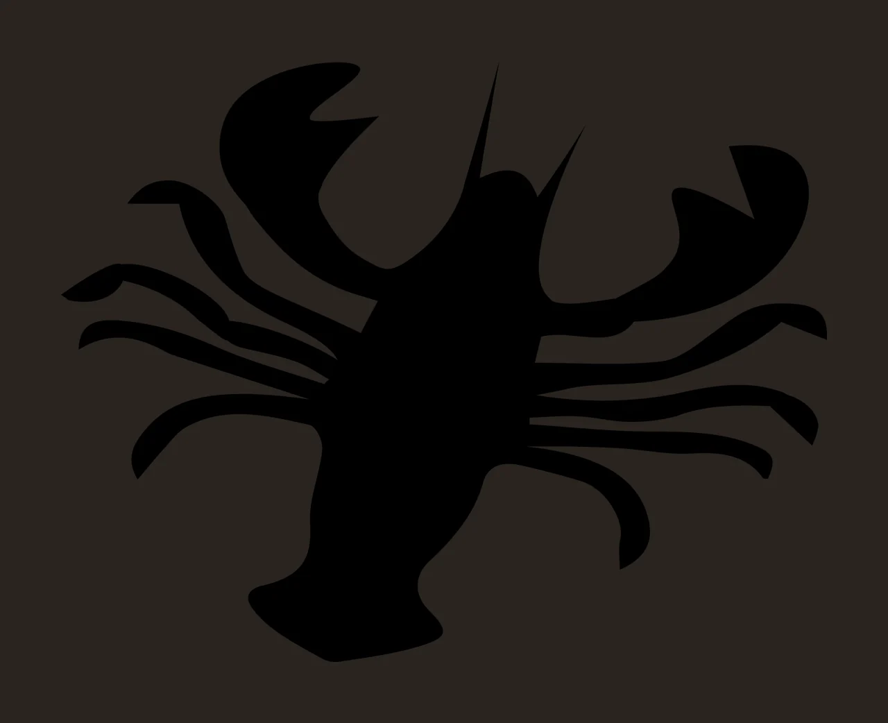 Sea Animal Solid Black Silhouette Of A Lobster claws legs antennae contrast preview thumbnail