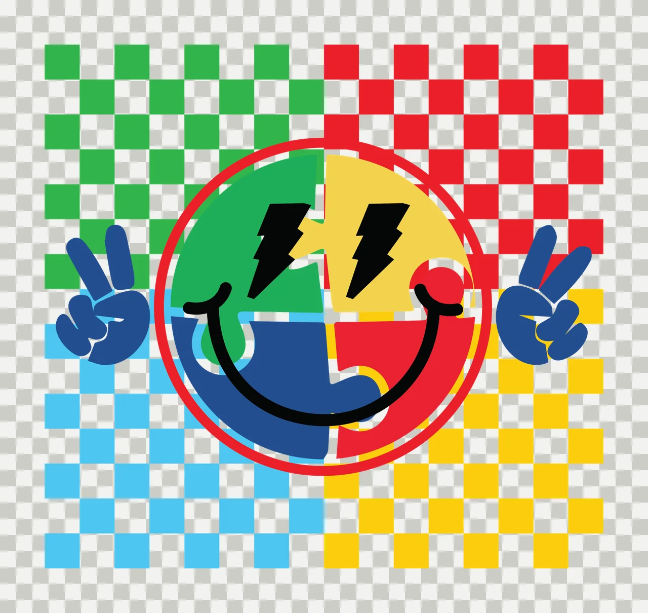 Checkered Background Circle With Hands Gesturing pattern silhouette transparency and detail preview thumbnail
