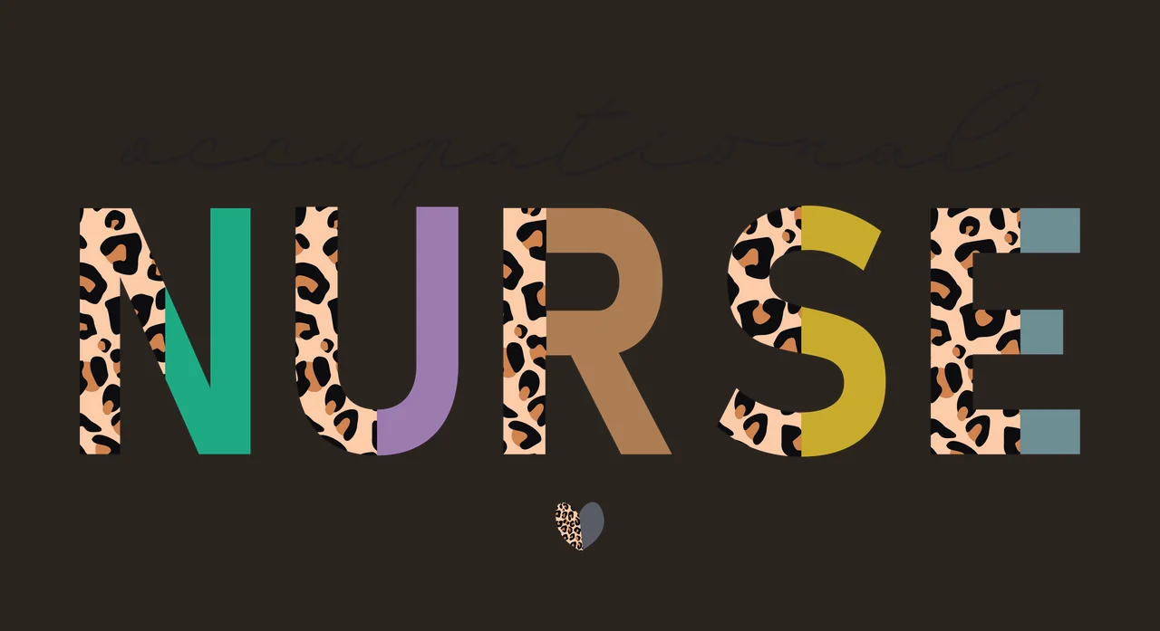 Occupational NURSE Typography Design with cursive script text, block letters, leopard print pattern and split color fill in black, tan and green contrast preview thumbnail