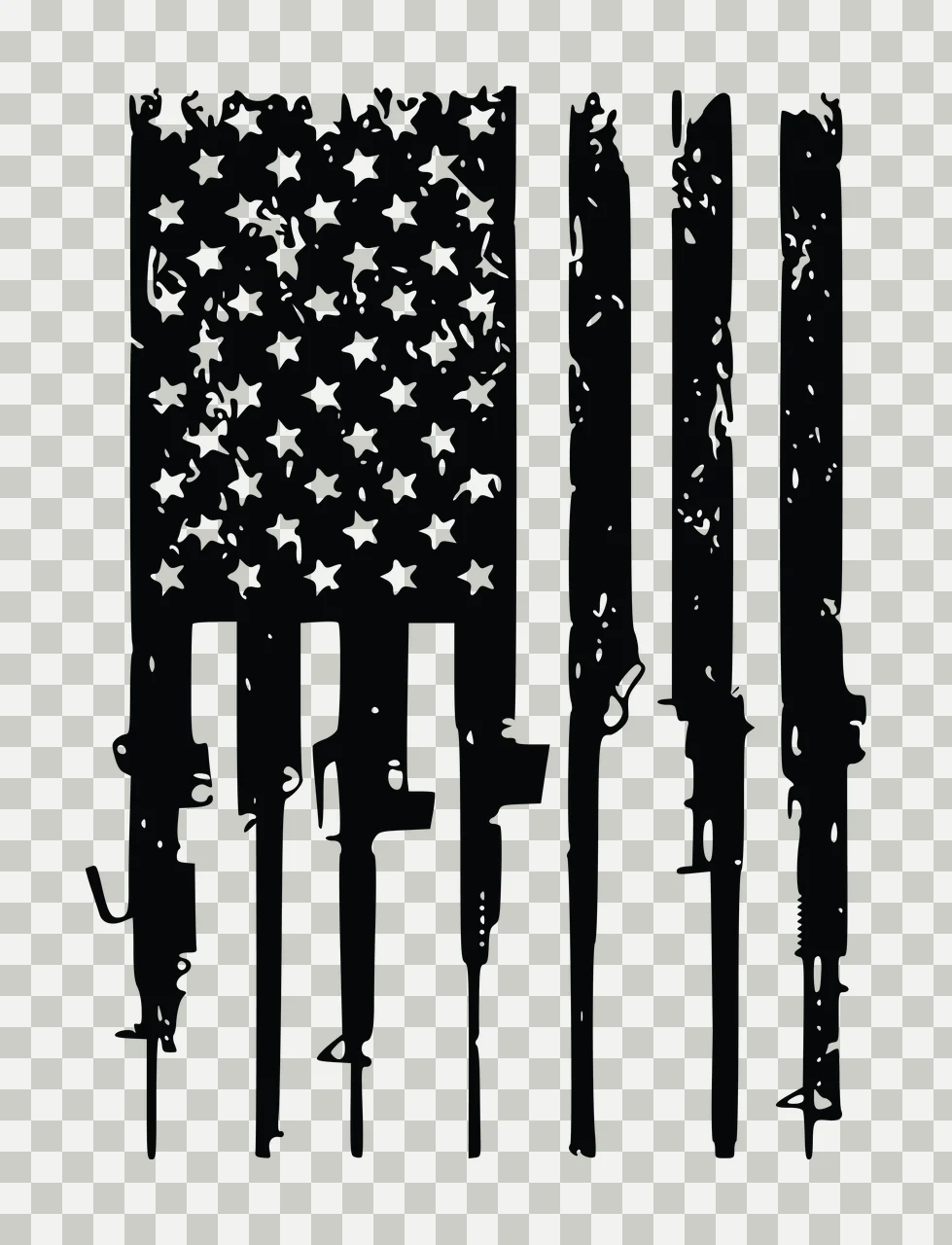 Gun Flag Vertical Rifle Silhouettes Forming A Distressed rifles transparency and detail preview thumbnail