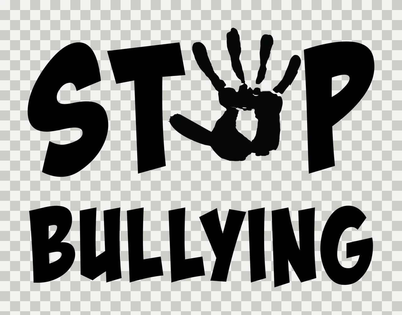 Bullying Text With Handprint Icon Display typographic black transparency and detail preview thumbnail