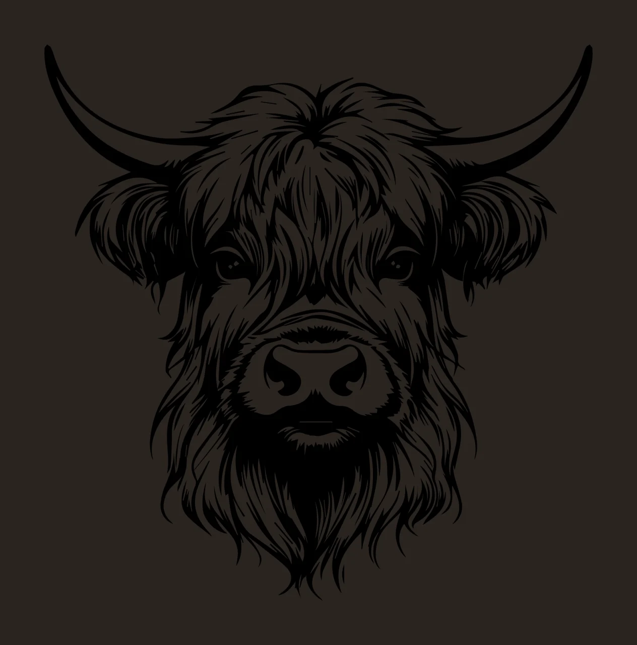 Highland Cattle Head Portrait Silhouette horns fur black animal contrast preview thumbnail
