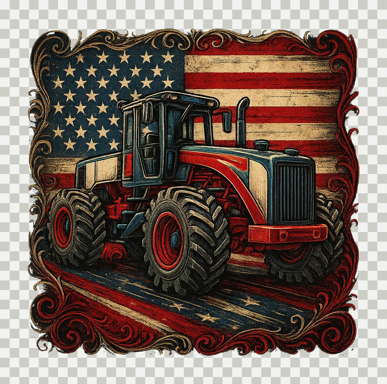 American truck sublimation design patriotic USA Artwork transparency and detail preview thumbnail