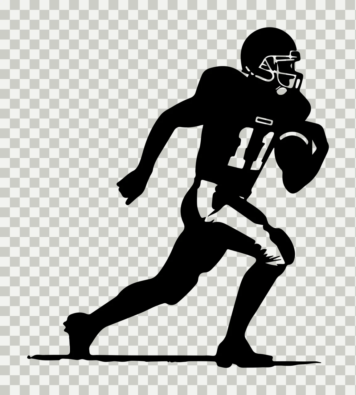 Football Player 11 Running With Ball Silhouette helmet jersey transparency and detail preview thumbnail