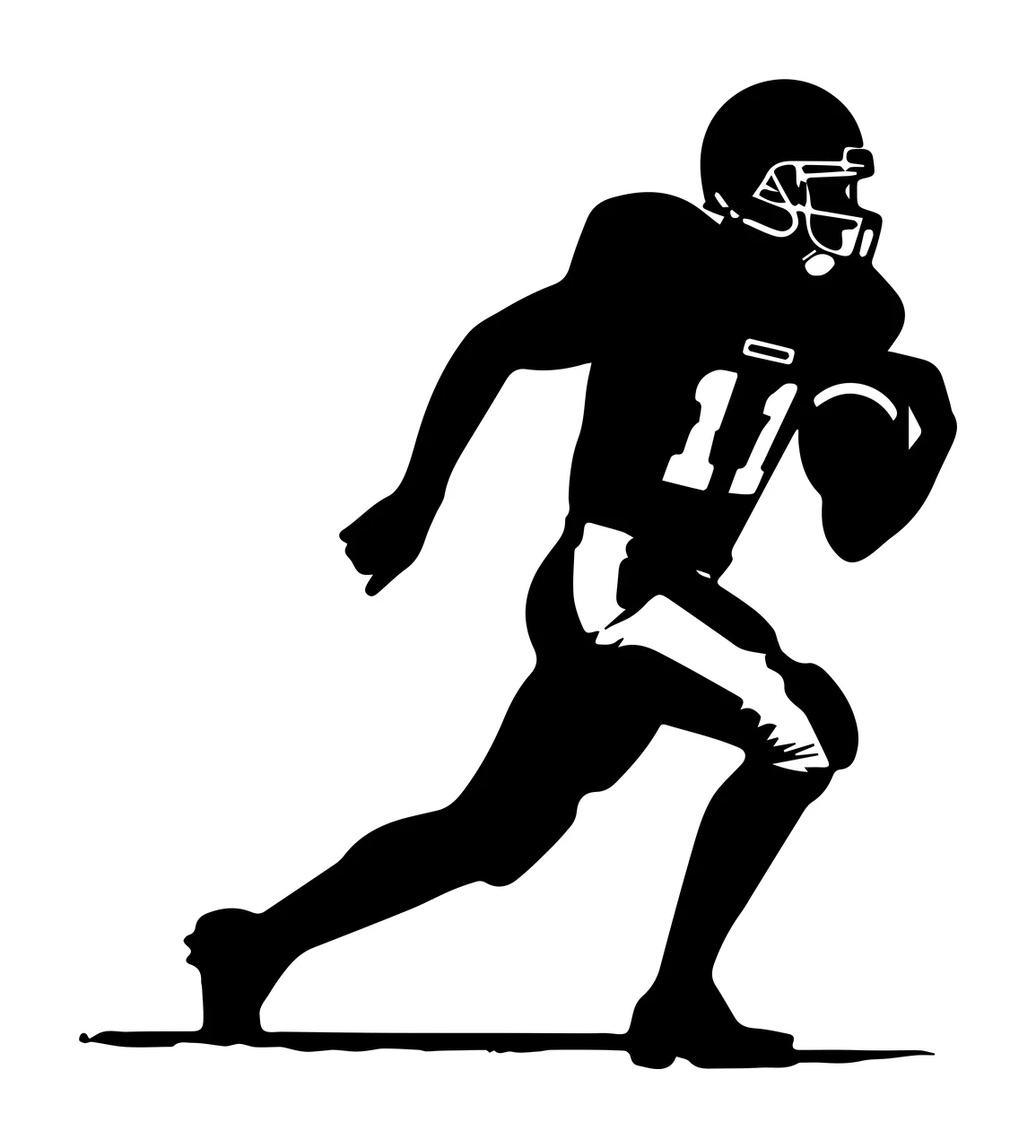 Football Player 11 Running With Ball Silhouette helmet jersey