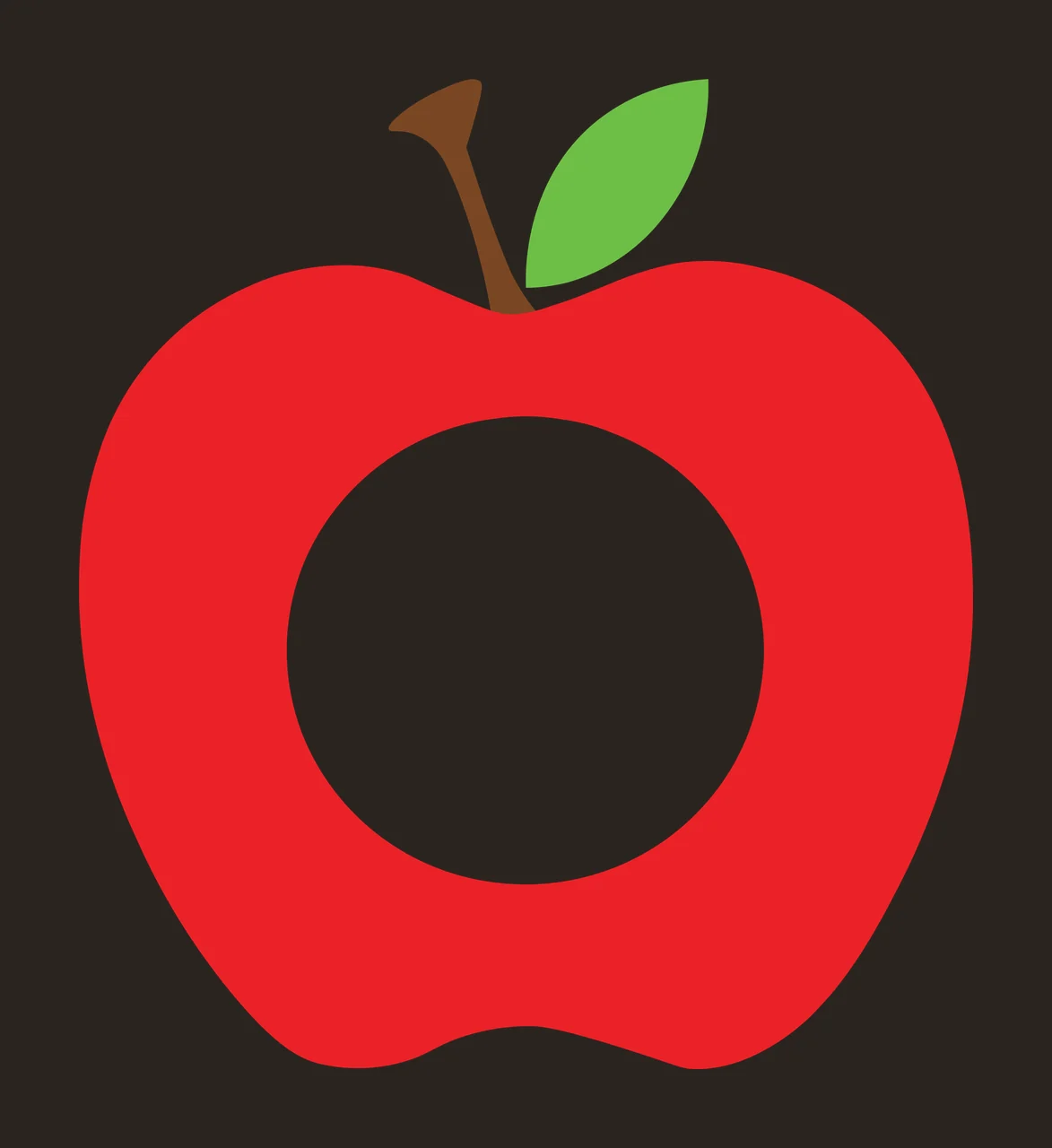 Keychain Black Apple Shape With Center hole stem leaf silhouette contrast preview thumbnail