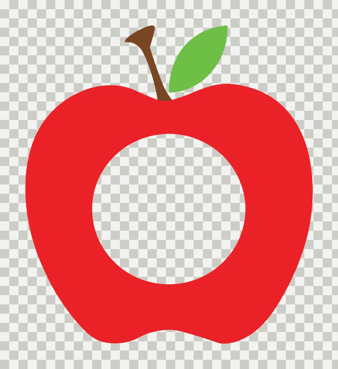 Keychain Black Apple Shape With Center hole stem leaf silhouette transparency and detail preview thumbnail