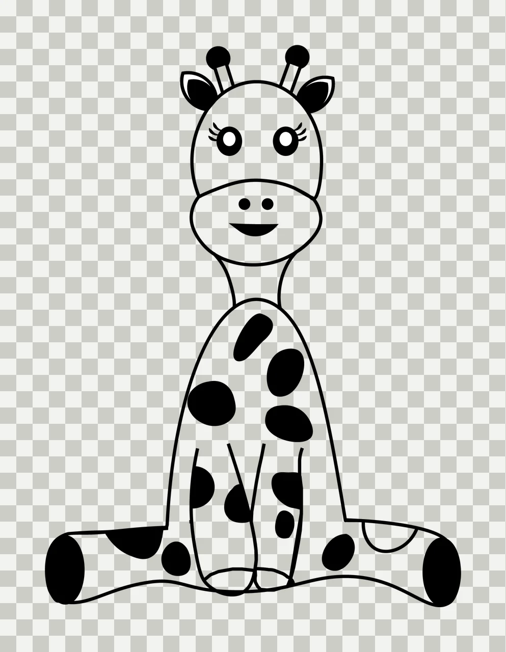 Animal Giraffe Sitting With Spots And Eyelashes horns cartoon transparency and detail preview thumbnail