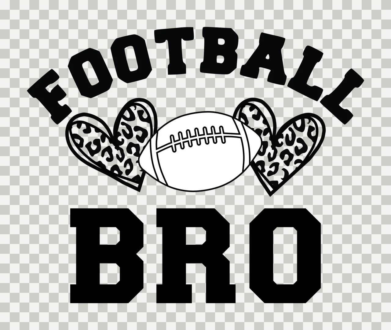 Football Bro Typography With Leopard Hearts lettering heart transparency and detail preview thumbnail