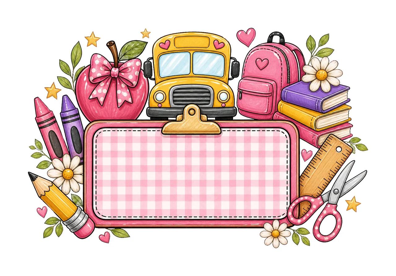 Girly Back to School Name Plate Kids Name Plate Variation E