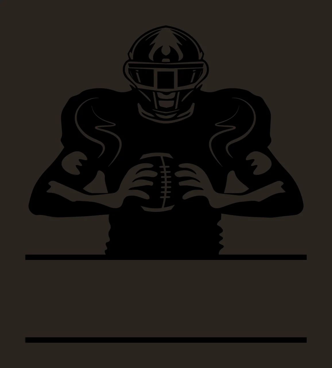 football player with helmet, frame in black ink silhouette Style contrast preview thumbnail