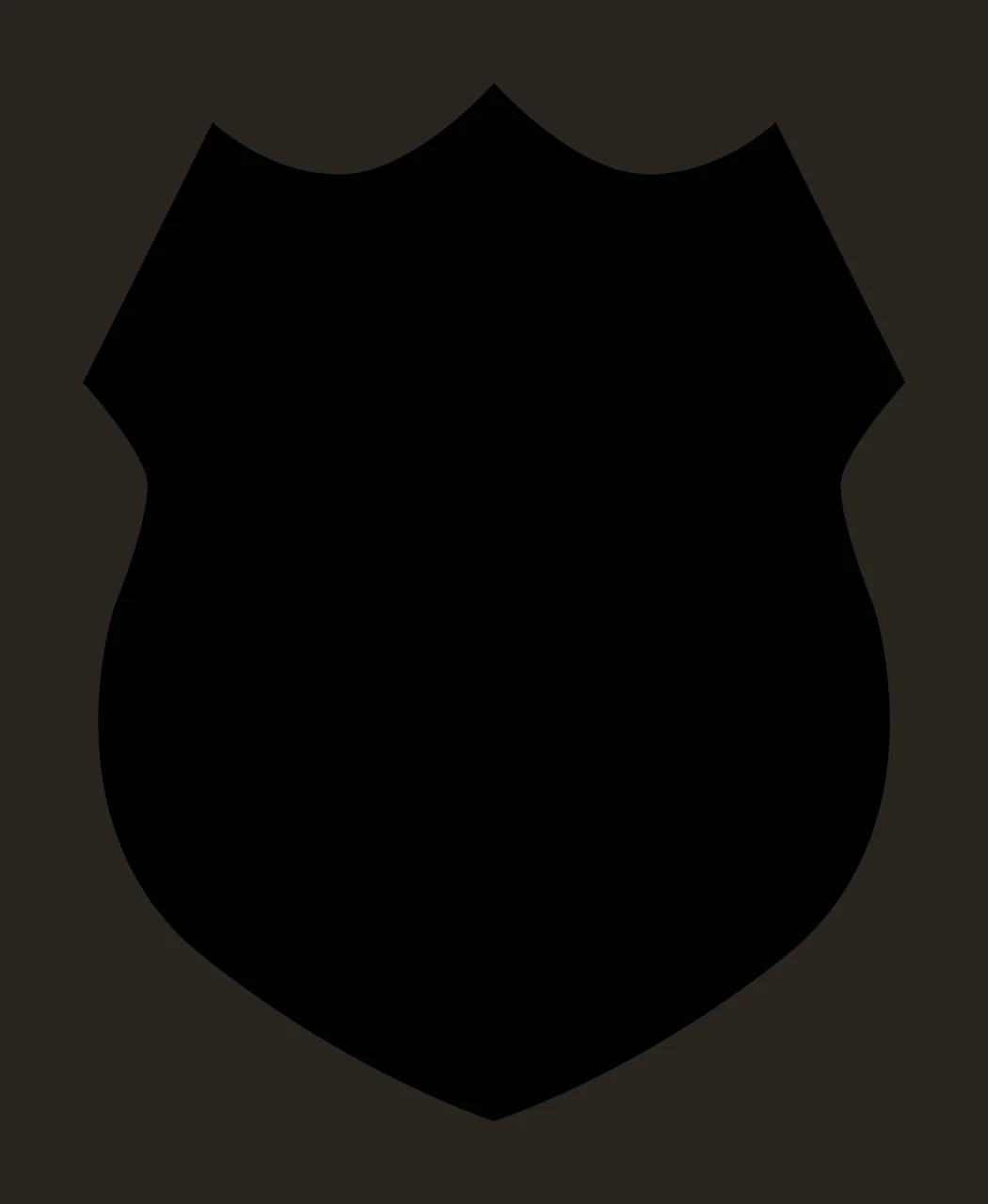 Shield silhouette Illustration with shield shape, badge silhouette, scalloped top edge and pointed bottom in black and white contrast preview thumbnail