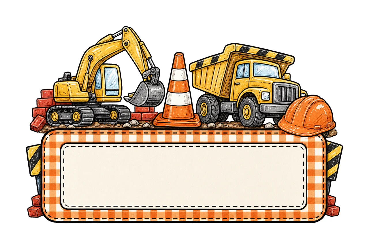 Construction Name Plate Kids Name Plate Design Variation B