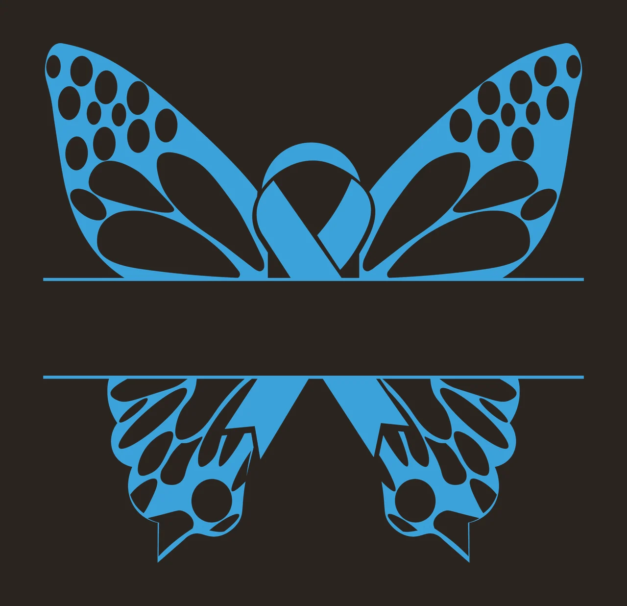 Ribbon Butterfly Blank Name Frame Silhouette wings black awareness contrast preview thumbnail